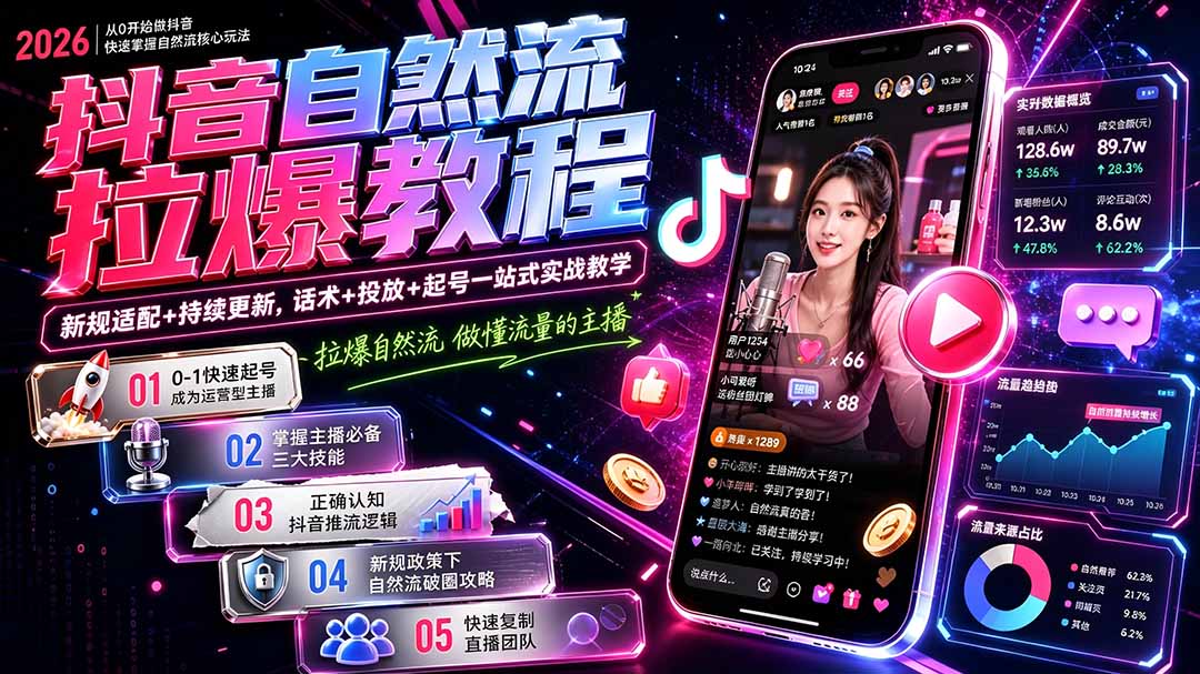 抖音自然流拉爆教程-更新1002：做懂流量的主播，新规适配+持续更新，话术+投放+起号一站式实战教学-1.jpeg