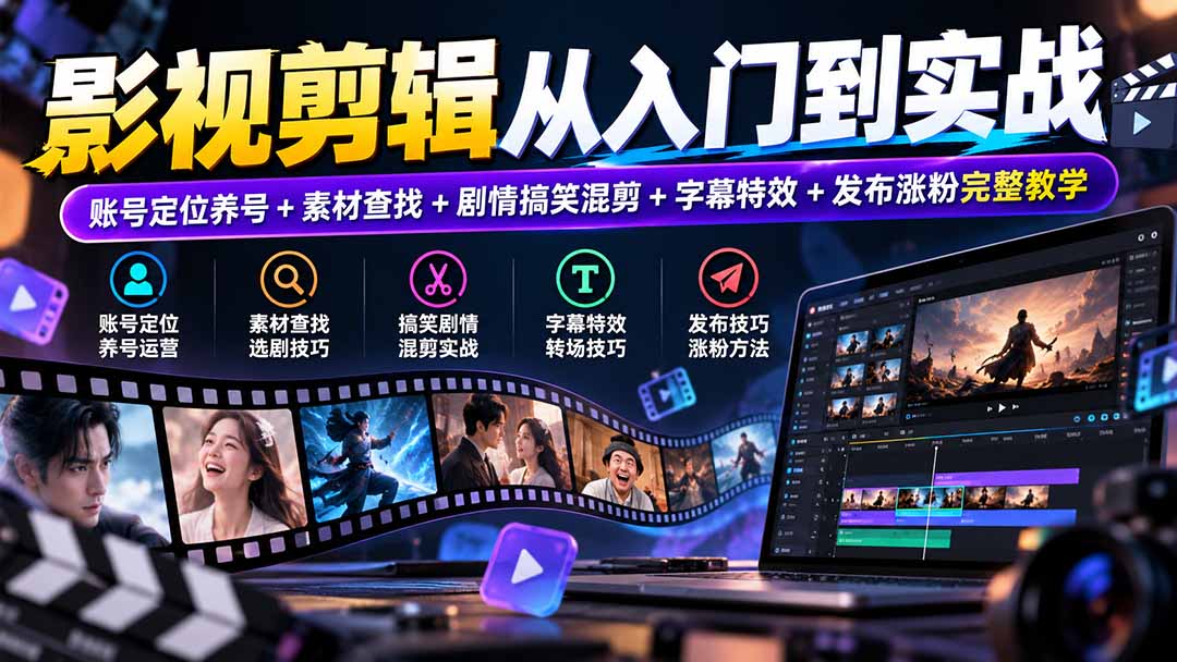 影视剪辑从入门到实战：账号定位养号+素材查找+剧情搞笑混剪+字幕特效+发布涨粉完整教学-1.jpeg