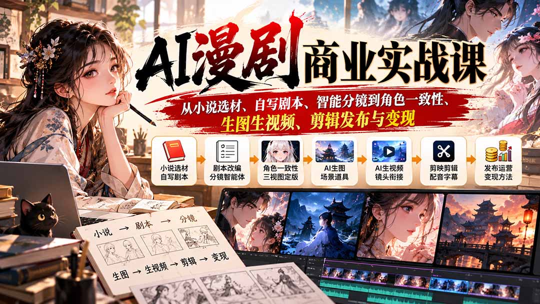 AI漫剧商业实战课：从小说选材、自写剧本、智能分镜到角色一致性、生图生视频、剪辑发布与变现-1.jpeg