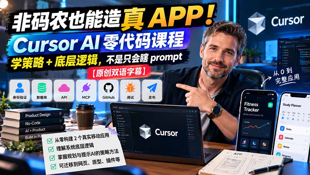 非码农也能造真 APP！Cursor AI 零代码课程：学策略 + 底层逻辑，不是只会瞎 prompt【原创双语字幕】-1.jpeg