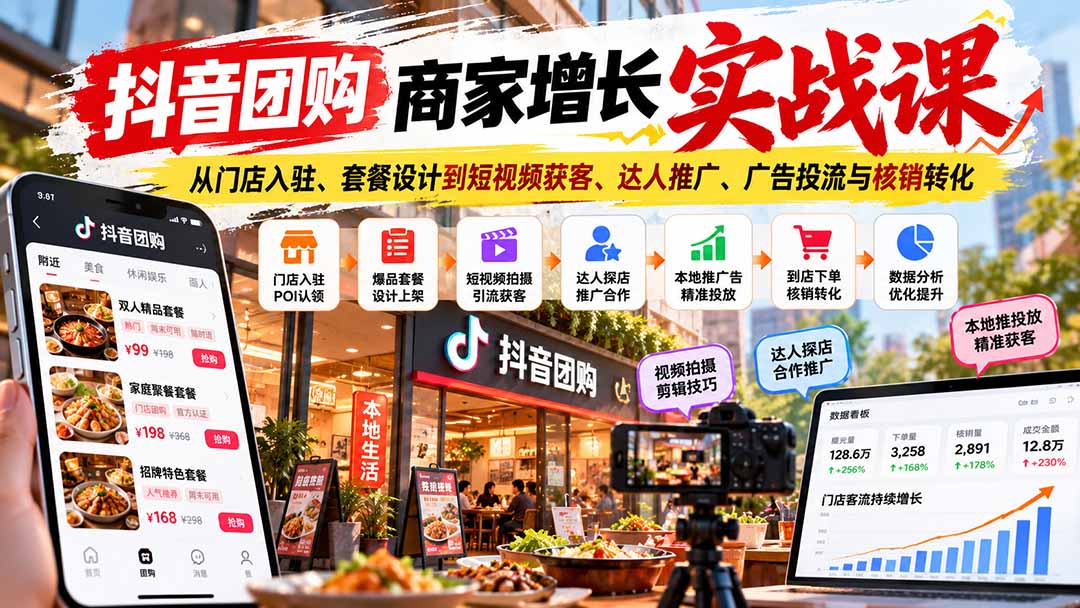 抖音团购商家增长实战课：从门店入驻、套餐设计到短视频获客、达人推广、广告投流与核销转化-1.jpeg