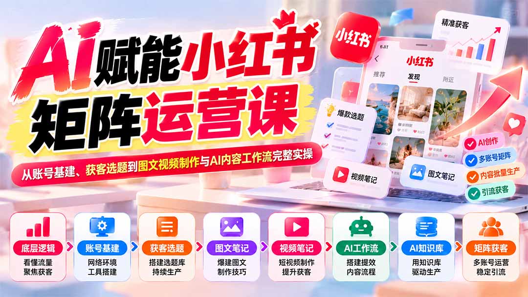 AI赋能小红书矩阵运营课：从账号基建、获客选题到图文视频制作与AI内容工作流完整实操-1.jpeg