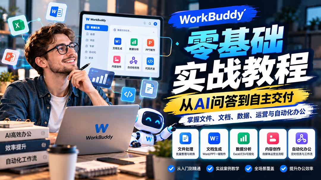 WorkBuddy零基础实战教程：从AI问答到自主交付，掌握文件、文档、数据、运营与自动化办公-1.jpeg