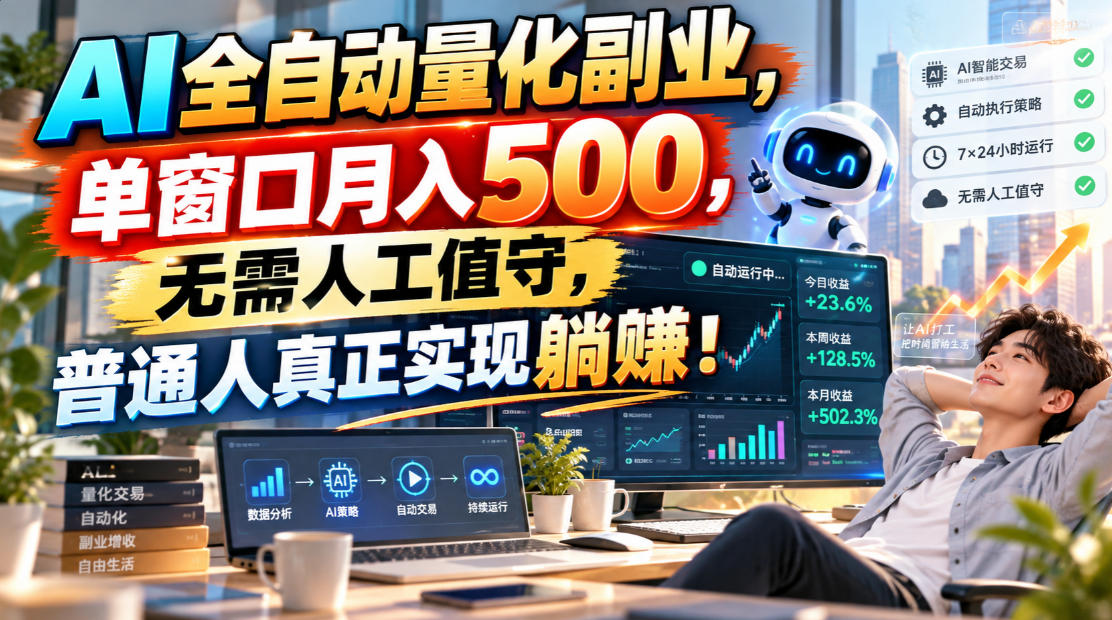 AI全自动量化副业，单窗口月入500，无需人工值守，普通人真正实现躺賺！-1.jpeg