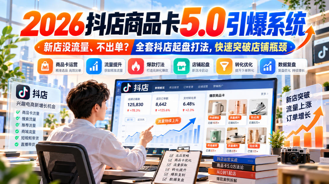 2026抖店商品卡5.0引爆店铺流量，新店没流量、不出单？全套抖店起盘打法，快速突破店铺瓶颈-1.jpeg