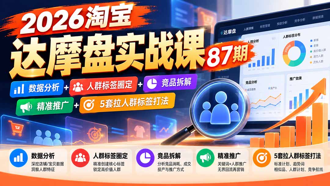 2026淘宝达摩盘实战课87期：数据分析+人群标签圈定+竞品拆解+精准推广+5套拉人群标签打法-1.jpeg