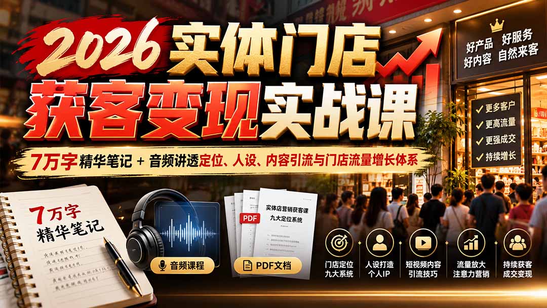 2026实体门店获客变现实战课：7万字精华笔记+音频讲透定位、人设、内容引流与门店流量增长体系-1.jpeg