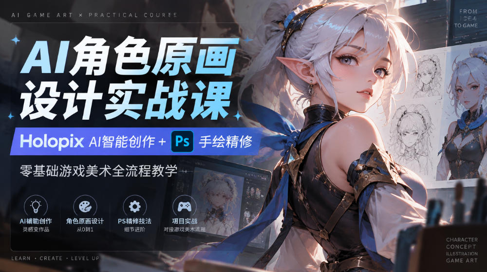 AI角色原画设计实战课｜Holopix AI智能创作+PS手绘精修，零基础游戏美术全流程教学-1.jpeg