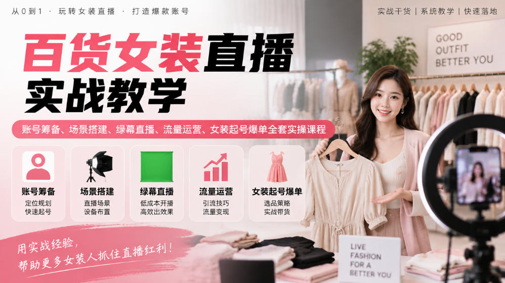 百货女装直播实战教学｜账号筹备、场景搭建、绿幕直播、流量运营、女装起号爆单全套实操课程-1.jpeg