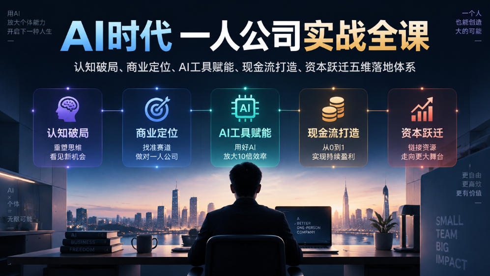 AI时代一人公司实战全课｜认知破局、商业定位、AI工具赋能、现金流打造、资本跃迁五维落地体系-1.jpeg