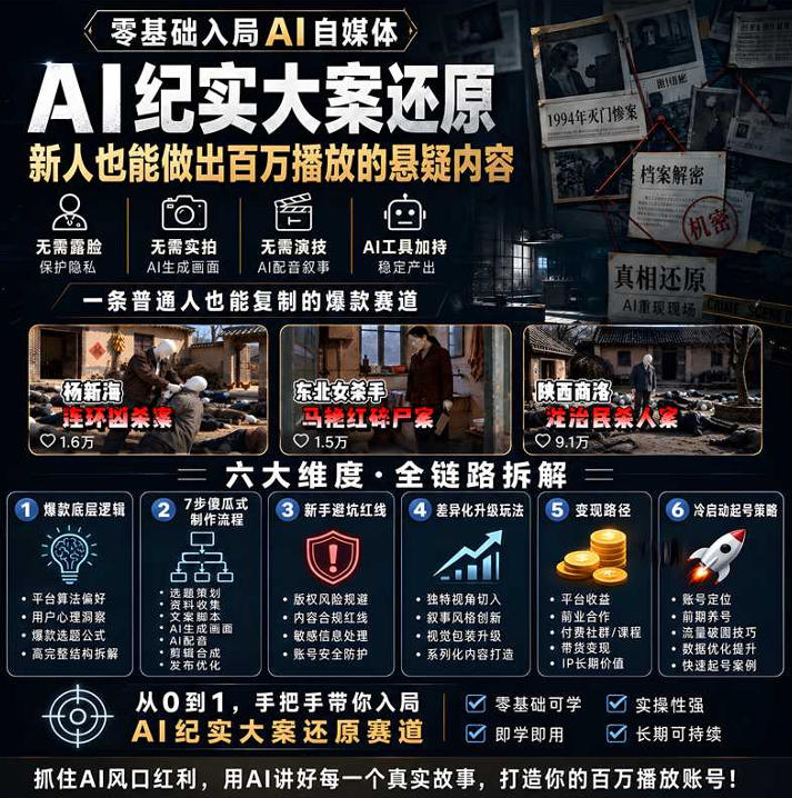 抖音8W粉博主AI纪实大案还原教学：一条普通人也能复制的爆款赛道，新人也能做出百万播放的悬疑内容-2.jpeg
