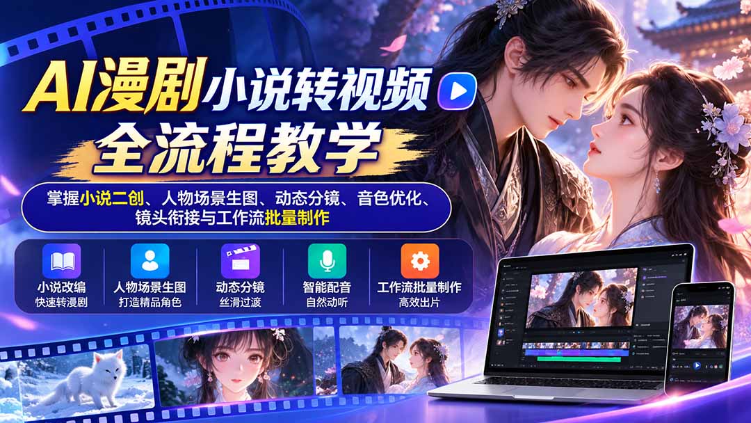 AI漫剧小说转视频全流程教学：掌握小说二创、人物场景生图、动态分镜、音色优化、镜头衔接与工作流批量制作-1.jpeg