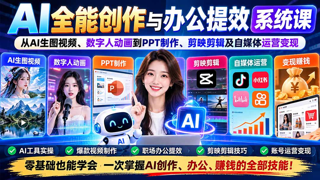 AI全能创作与办公提效系统课：从AI生图视频、数字人动画到PPT制作、剪映剪辑及自媒体运营变现-2.jpeg