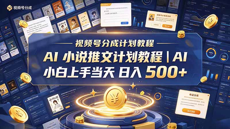 最新视频号分成计划教程｜AI 小说推文，小白上手当天日入 500+-1.jpeg