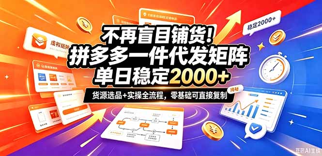 不再盲目铺货！拼多多一件代发矩阵落地攻略，提供优质货源店铺运营全流程，零基础可直接复制-1.jpeg