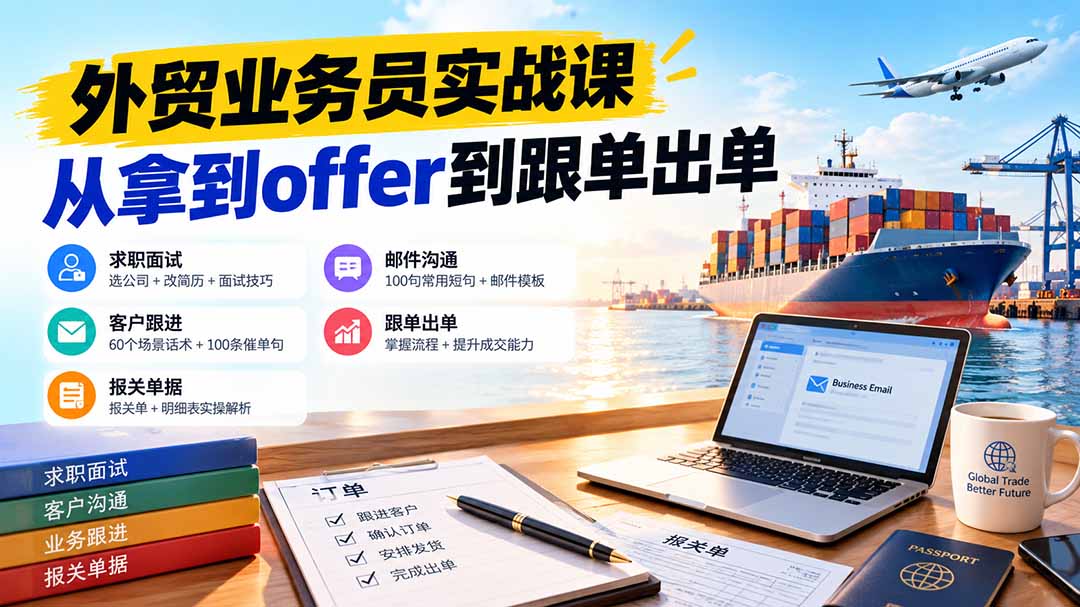 外贸业务员从求职到出单实战课：教你筛选优质公司、优化简历、应对面试、客户跟进催单及出口报关操作篇-1.jpeg