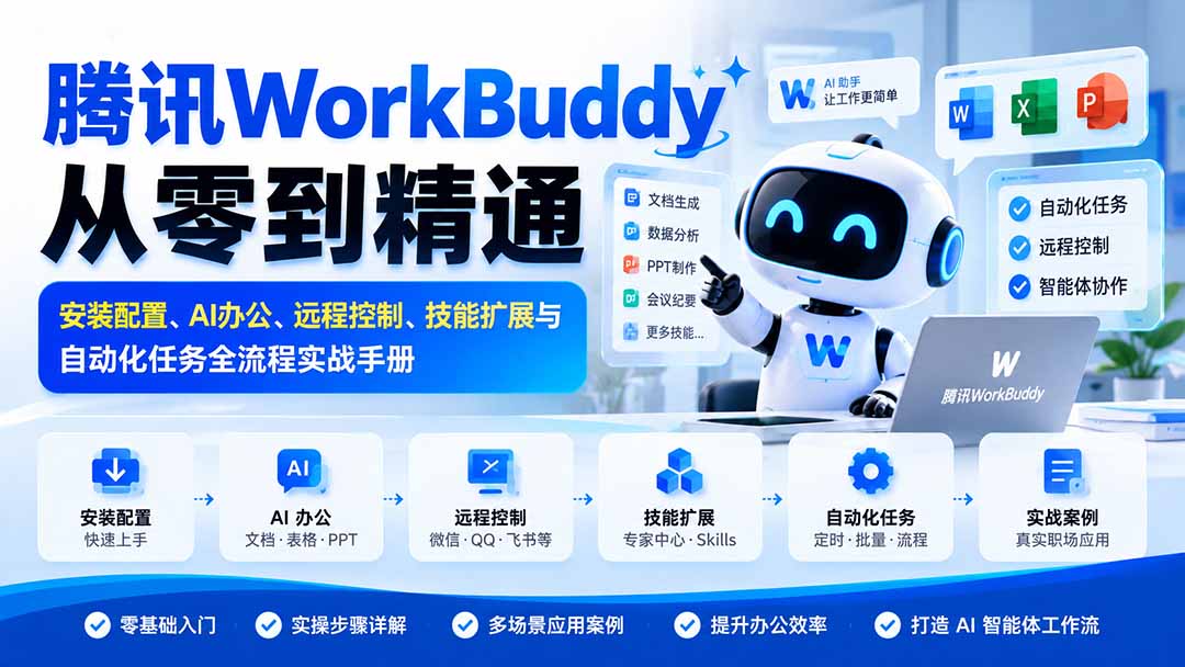 腾讯WorkBuddy从零到精通：安装配置、AI办公、远程控制、技能扩展与自动化任务全流程实战手册-1.jpeg