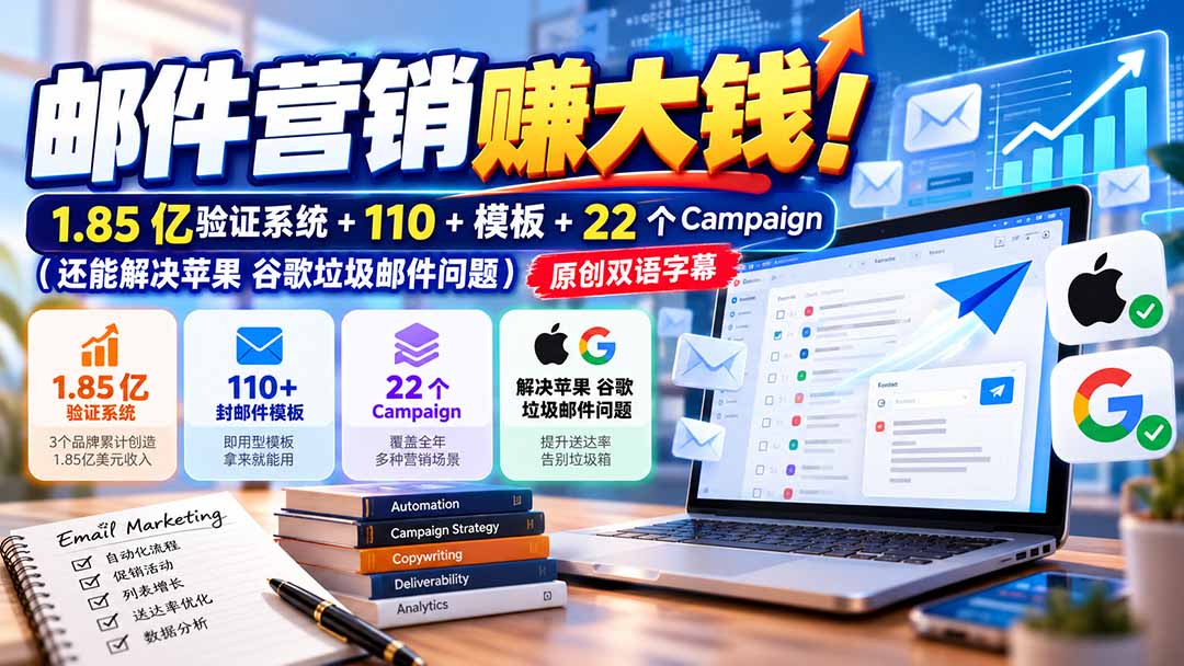 邮件营销赚大钱！1.85亿验证系统+110+模板+22个Campaign(还能解决苹果 谷歌垃圾邮件问题-1.jpeg