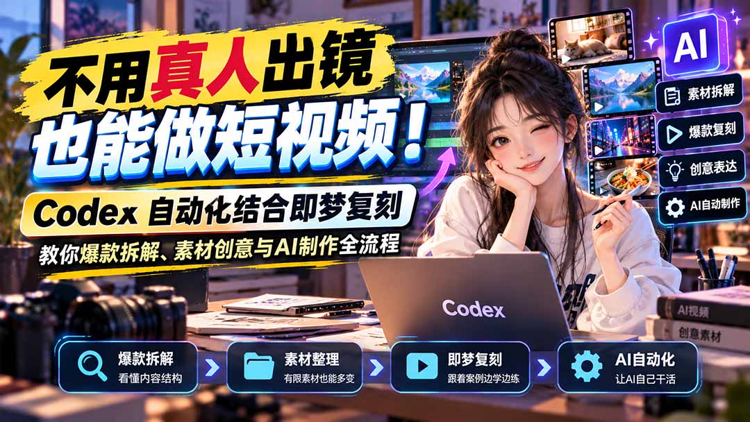 不用真人出镜也能做短视频！Codex自动化结合即梦复刻，教你爆款拆解、素材创意与AI制作全流程-1.jpeg