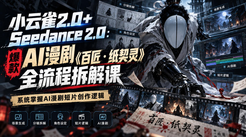 小云雀2.0+Seedance 2.0：爆款AI漫剧《百匠・纸契灵》全流程拆解课，系统掌握AI漫剧短片创作逻辑-1.jpeg