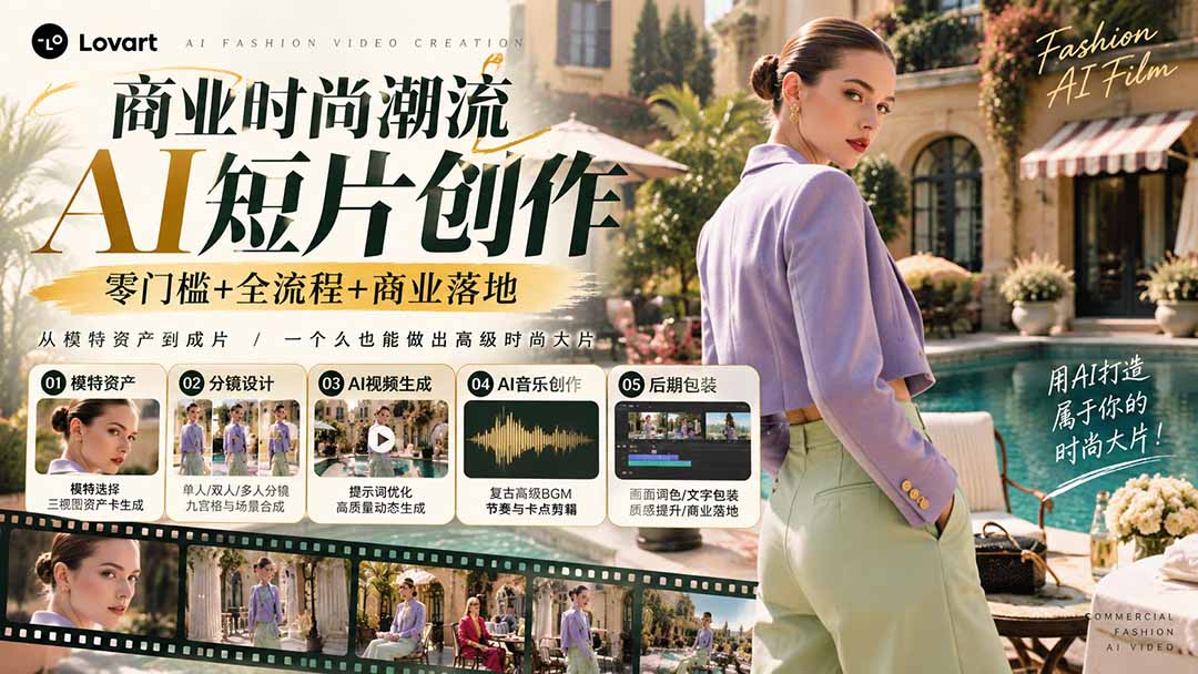 从一张模特图到高级时尚广告大片：AI三视图资产、场景合成、电影分镜、动态生成与复古音乐剪辑实战课-1.jpeg