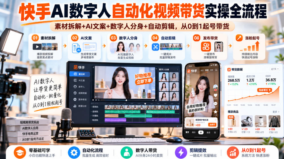快手AI数字人自动化视频带货实操全流程｜素材拆解+AI文案+数字人分身+自动剪辑，从0到1起号带货(更新26年)-1.jpeg