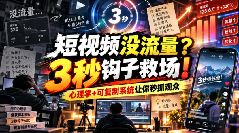 【无水印】短视频没流量？3秒钩子救场！心理学+可复制系统让你秒抓观众【原创双语字幕】-1.jpeg