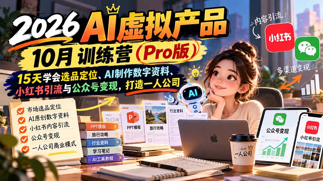 AI虚拟产品10月训练营(Pro版15天学会选品定位、AI制作数字资料、 小红书引流与公众号变现，打造一人公司-1.jpeg
