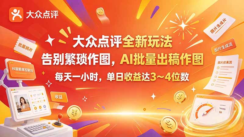 大众点评全新玩法，不用繁琐作图，AI 批量出稿作图，每天一小时，单日收益达 3～4 位数-1.jpeg