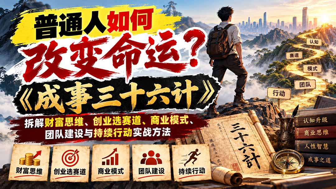 普通人如何改变命运？《成事三十六计》拆解财富思维、创业选赛道、商业模式、团队建设与持续行动实战方法-1.jpeg