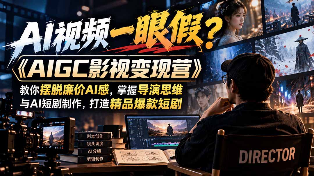 【无水印】AI视频一眼假？《AIGC影视变现营》教你摆脱廉价AI感，掌握导演思维与AI短剧制作，打造精品爆款短剧-1.jpeg