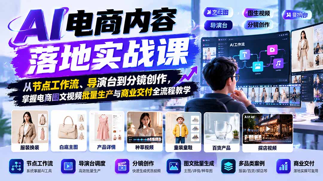 AI电商内容落地实战课：从节点工作流、导演台到分镜创作，掌握电商图文视频批量生产与商业交付全流程教学-1.jpeg