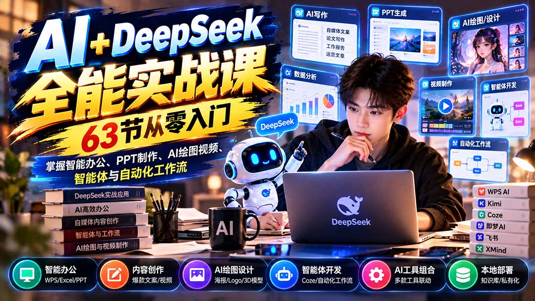 AI+DeepSeek全能实战课：63节从零入门，掌握智能办公、PPT制作、AI绘图视频、智能体与自动化工作流-1.jpeg