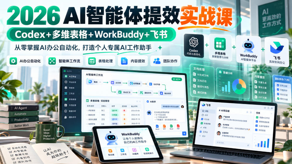 2026 AI智能体提效实战课：Codex+多维表格+WorkBuddy+飞书，从零掌握AI办公自动化，打造个人专属AI工作助手-1.jpeg