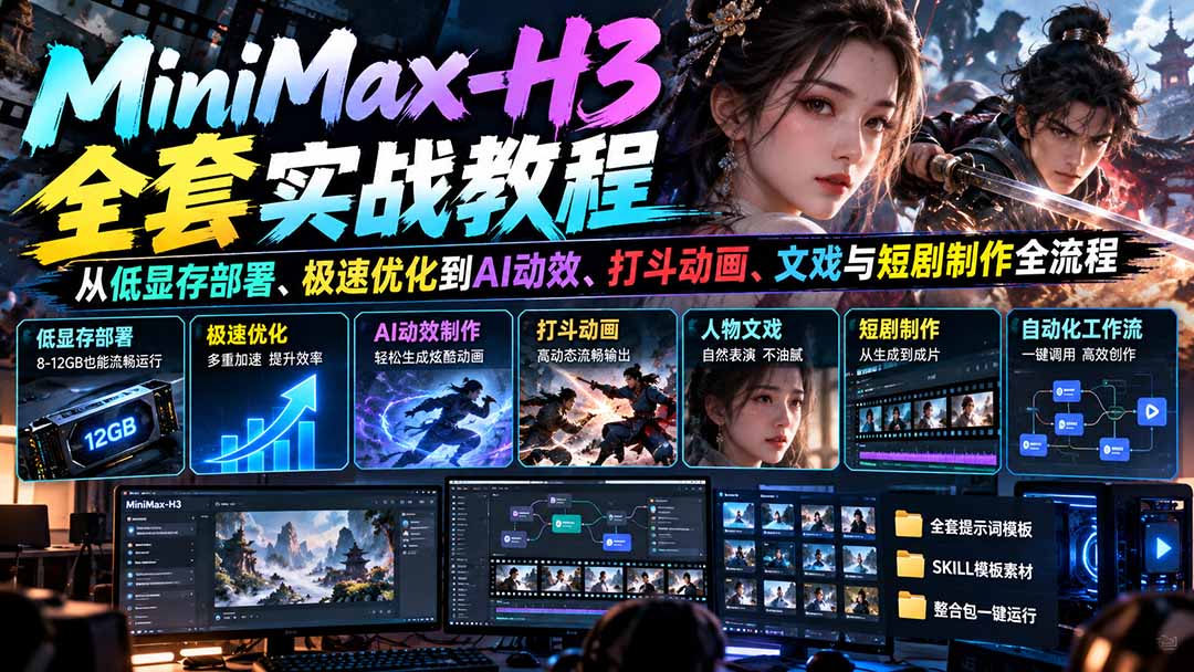 MiniMax-H3全套实战教程：从低显存部署、极速优化到AI动效、打斗动画、文戏与短剧制作全流程-1.jpeg