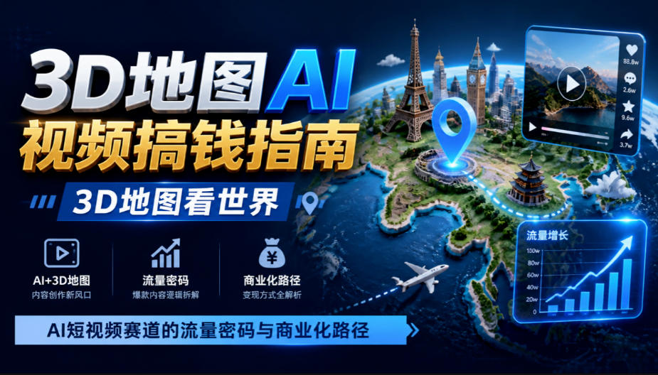 3D地图AI视频搞钱指南，3D地图看世界，AI短视频赛道的流量密码与商业化路径【文档】-1.jpeg