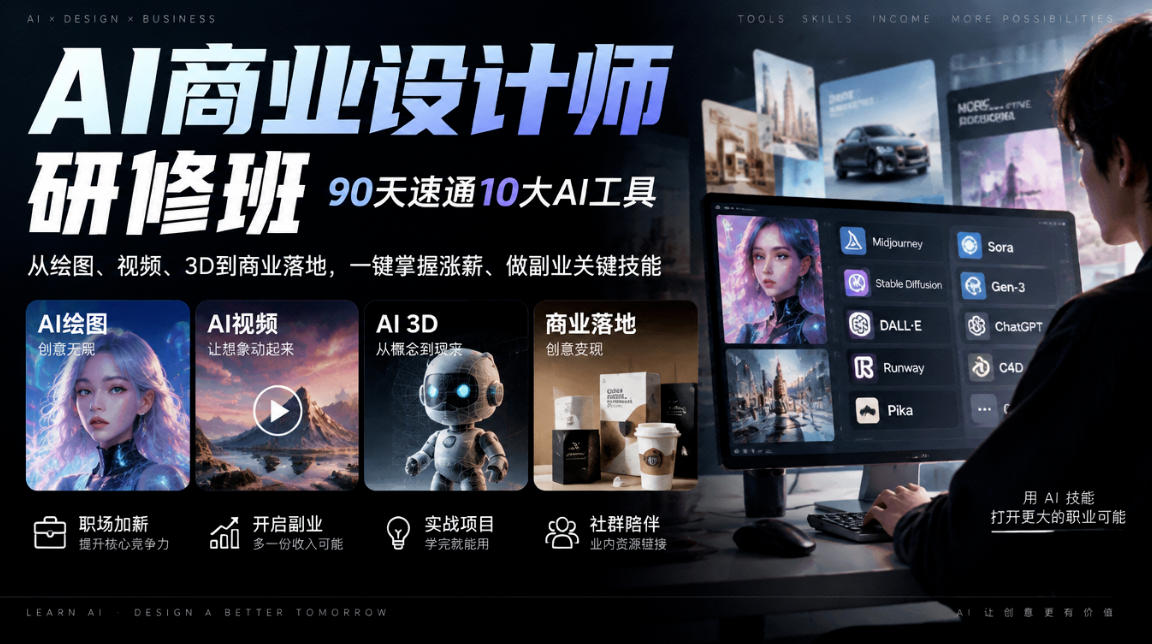AI商业设计师研修班，90天速通10大AI工具，从绘图、视频、3D到商业落地，一键掌握涨薪、做副业关键技能-1.jpeg