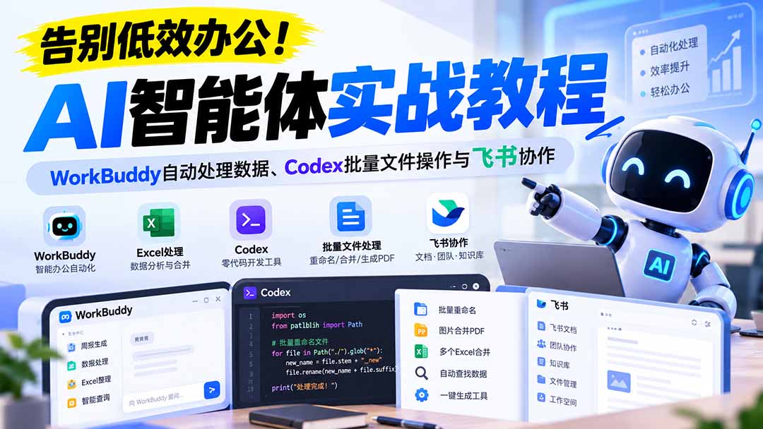 【无水印】告别低效办公！《AI智能体实战教程》WorkBuddy自动处理数据、Codex批量文件操作与飞书协作-1.jpeg