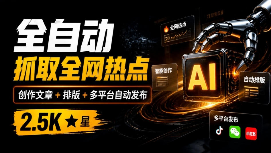 全自动抓取全网热点，创作文章并排版，并多平台自动发布！2.5k stars热点写作工具万稿汇AIMedia-1.jpeg