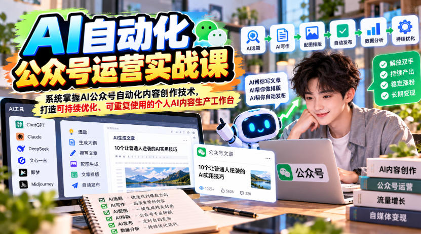 AI自动化公众号运营实战课，系统掌握AI公众号自动化内容创作技术，打造可持续优化、可重复使用的个人AI内容生产工作台-1.jpeg