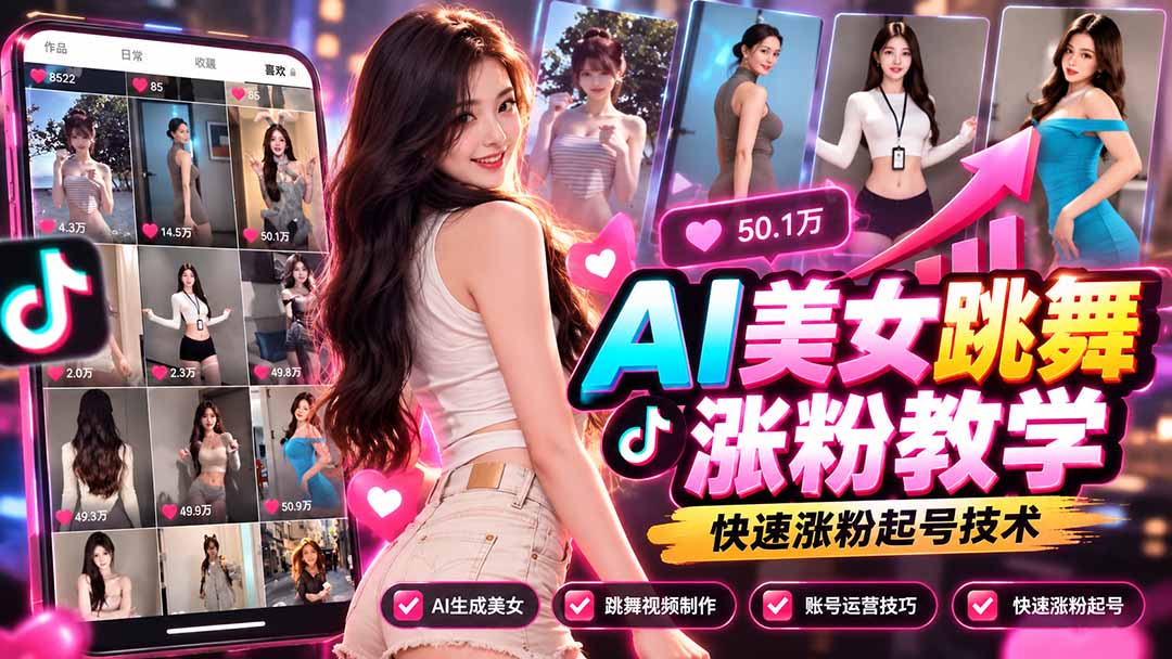 AI美女跳舞涨粉教学，AI生成美女，跳舞视频制作，账号运营与快速起号涨粉-1.jpeg