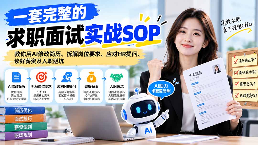 一套完整的求职面试实战SOP：教你用AI修改简历、拆解岗位要求、应对HR提问、谈好薪资及入职避坑-1.jpeg
