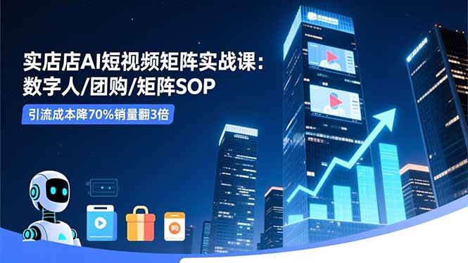 实体店AI短视频矩阵实战课:数字人/团购/矩阵SOP,引流成本降70%销量翻3倍 实体店AI短视频矩阵实战课:数字人/团购/矩阵SOP,引流成本降70%销量翻3倍
