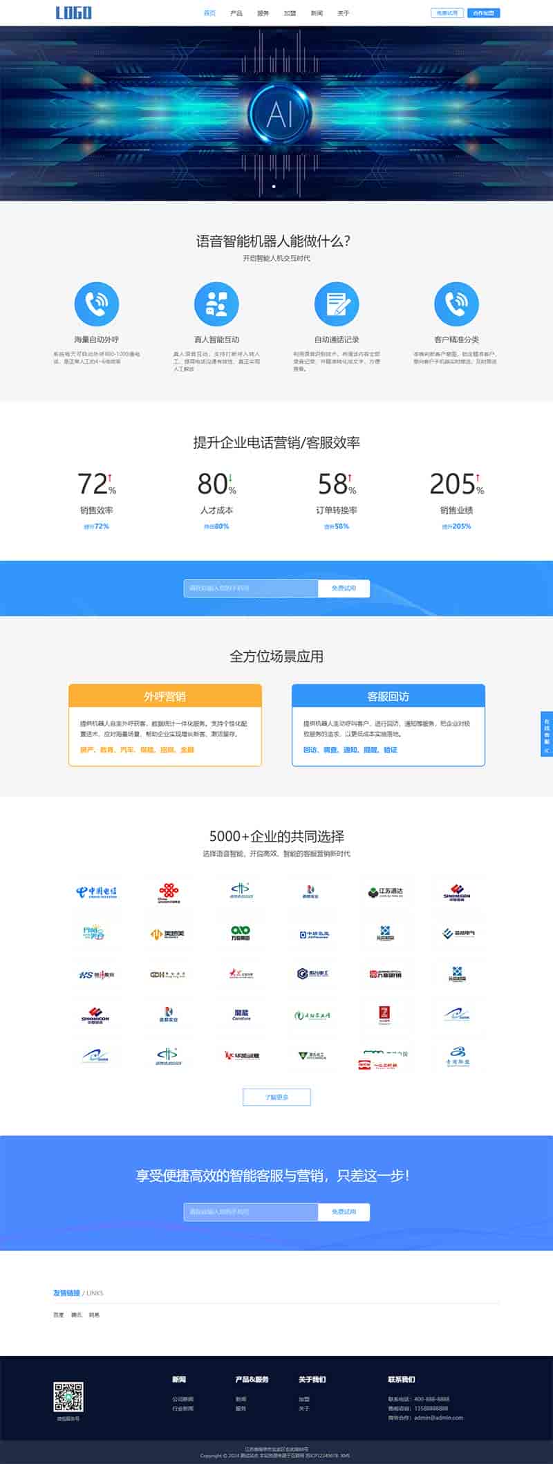 ���ܵ绰AI����������������վģ�� ����Ӧ�ֻ��� PbootCMS�ں�